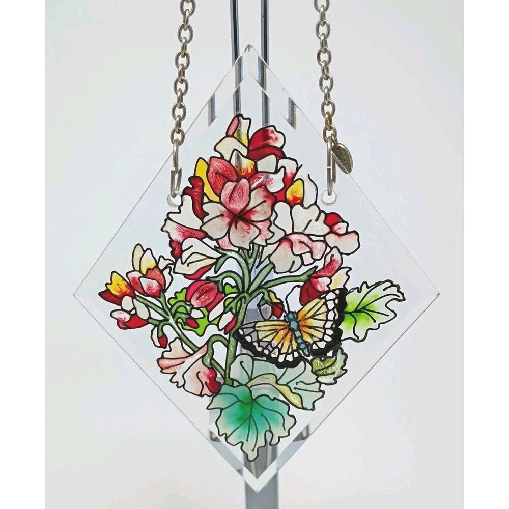 Vintage Amia Diamond Shaped Monarch Butterfly Garden Hanging Sun Catcher 6"